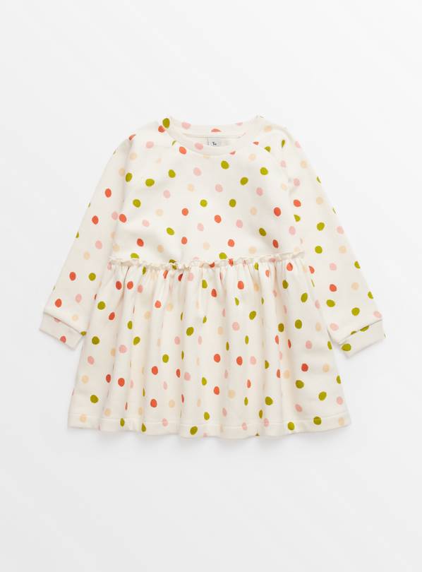 Cream Spotted Sweatshirt Dress 6-7 years